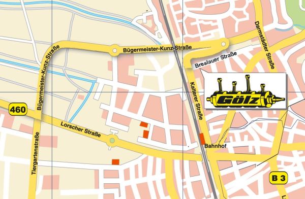Karte - Anfahrt zu Fa. Gölz in Heppenheim
